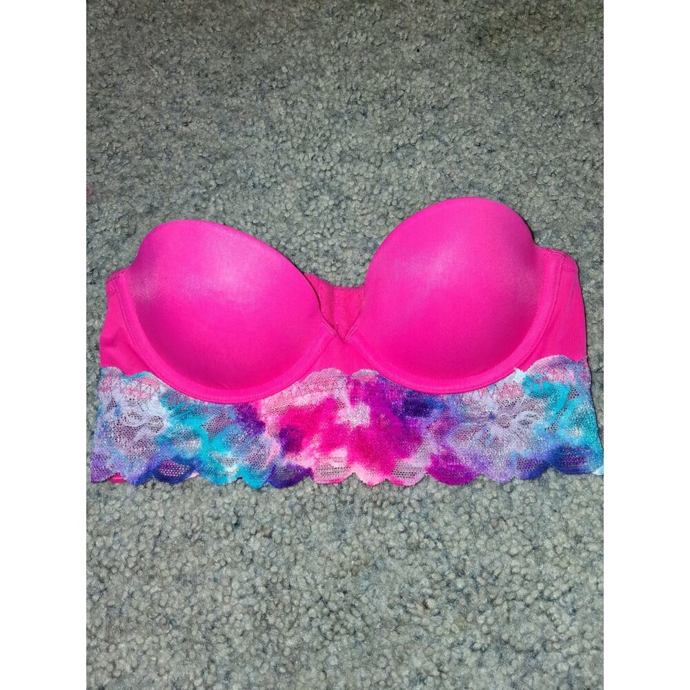 PINK Victoria’s Secret Bustier Bra siz 32A pink no straps